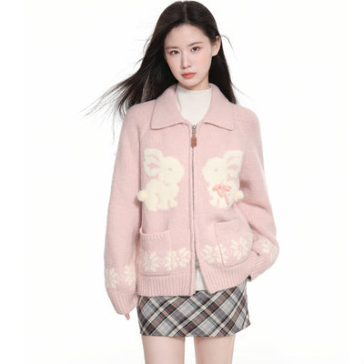 Cardigan de Punto con Doble Cierre y Solapa