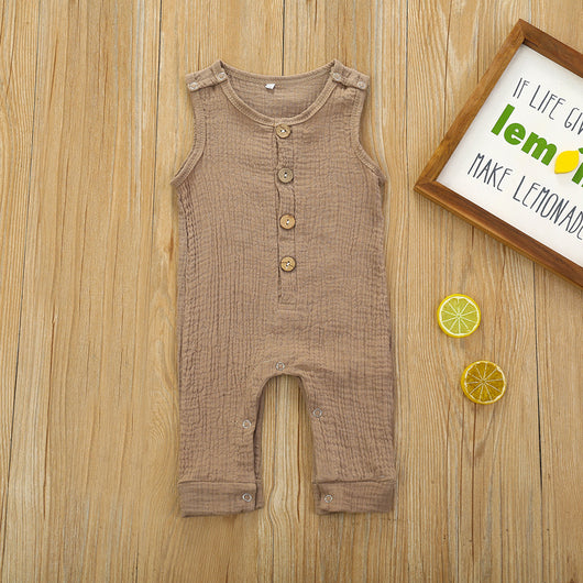 Enterizo de Algodón y Lino para Bebé - Romper Multicolor con Botones para Verano - Image 5