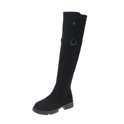 Botas Altas Estilo Coreano con Tacón Grueso y Diseño Ajustado - Image 3