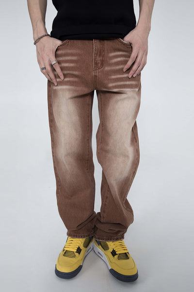 Jeans Holgados Vintage Lavado Street Marrón Estilo Hip Hop - Image 12
