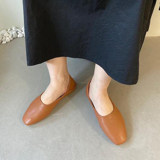 Zapatos Planos de Cuero Auténtico con Punta Cuadrada - Image 3