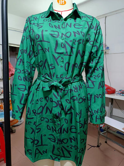Camisa Vestido Estampada con Solapa Oversize - Image 8