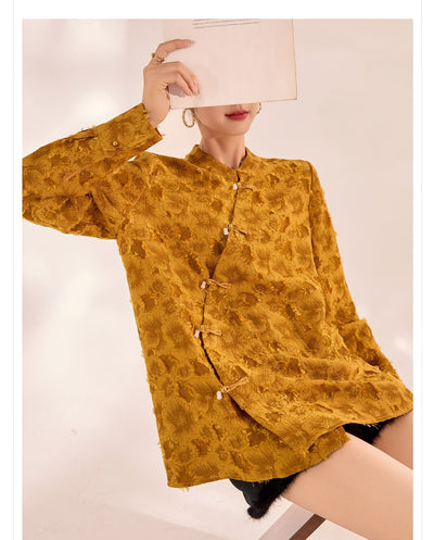 Camisa Suelta Estilo Chino con Cierre Diagonal - Diseño Elegante y Sofisticado - Image 15