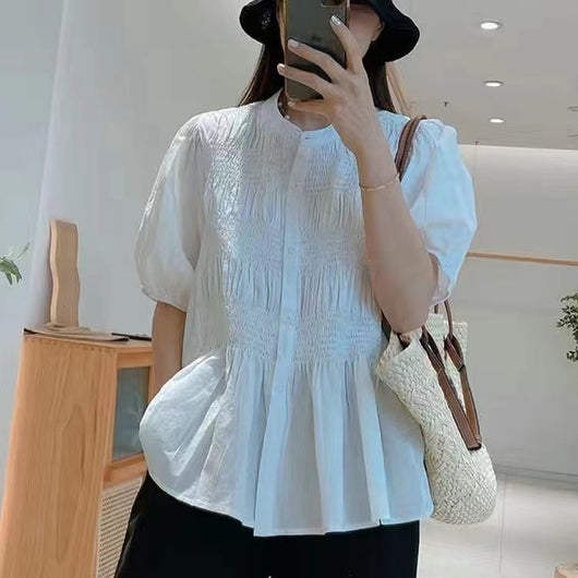 Blusa Suelta Reductora de Manga Corta para Mujer - Verano