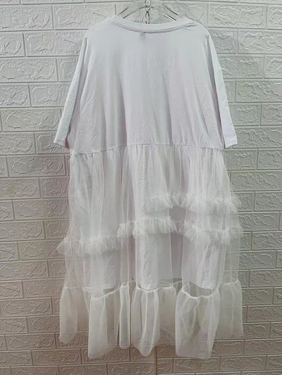 Vestido Camiseta Patchwork Mesh Mujer - Image 11