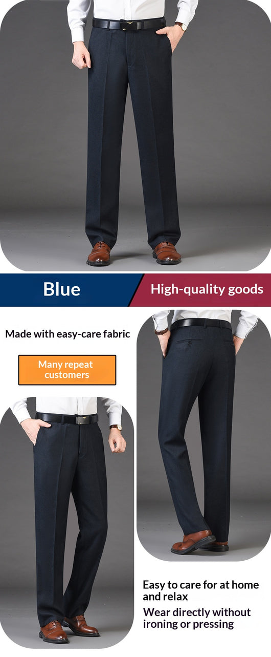 Pantalones de Vestir Clásicos Hombre Talle Alto Pierna Recta sin Arrugas - Image 10