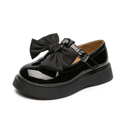 Zapatos Escolares Niña Cuero Negro Suela Blanda Estilo Británico - Image 2