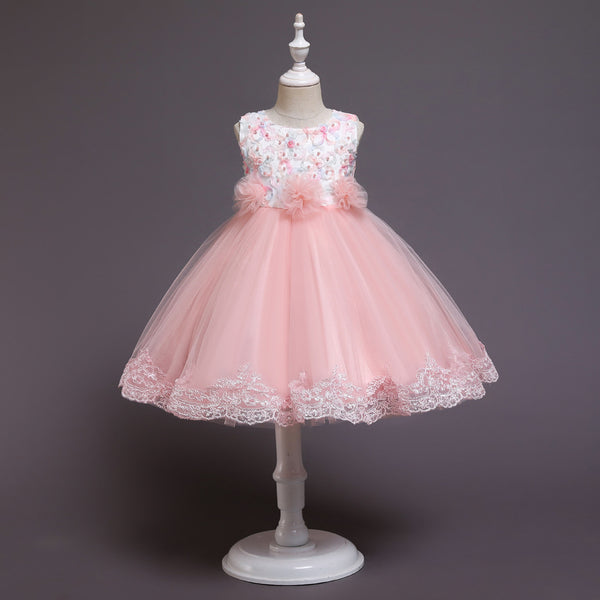 Vestido Princesa Niña Plisado Malla Elegante