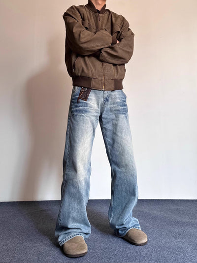 Pantalones Hombre Estilo Retro Desgastado con Rayas de Rayo y Textura de Bambú - Image 11