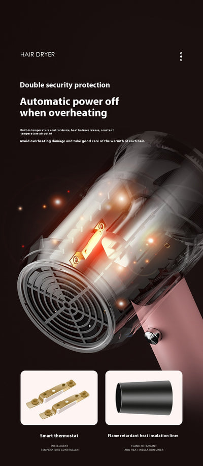 Green electric hair dryer with gold accents, 1200W, negative ion technology, and intelligent temperature control. - Image 25