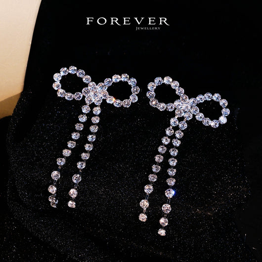 Aretes de Lazo Largos con Flecos Luxuosos para Vestido de Novia - Image 8