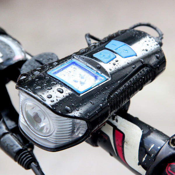 Luz Frontal para Bicicleta USB con Altavoz y Velocímetro
