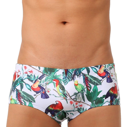 Bóxer de Baño Hombre con Estampado Floral y Aves