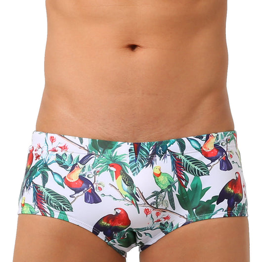 Bóxer de Baño Hombre con Estampado Floral y Aves