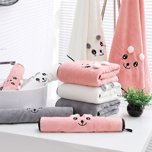 Juego de Toallas de Baño Coral Velvet con Diseño Orejas de Conejo y Koala - Set Regalo - Image 2