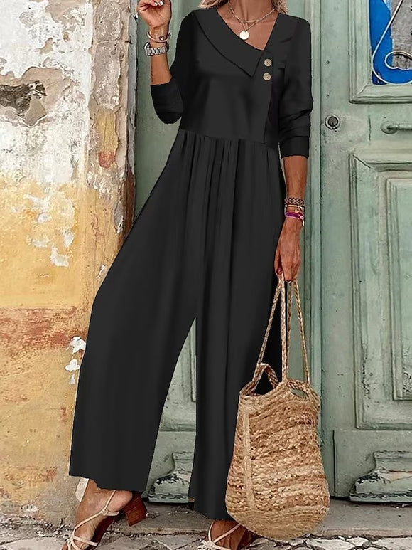 Jumpsuit de Botones para Mujer con Escote en V