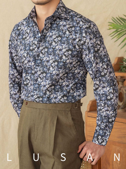 Camisa Estampada de Algodón Manga Larga Estilo Retro Primavera Verano - Image 8