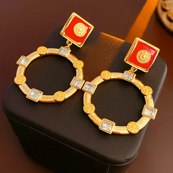 Aretes de Círculo Plateado con Cristales Brillantes - Diseño Vintage Elegante - Image 4