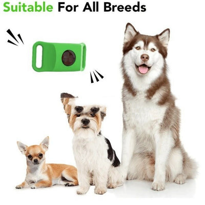 Pink pet collar accessory in front of a circular flea and tick collar label with two dogs. - Image 9