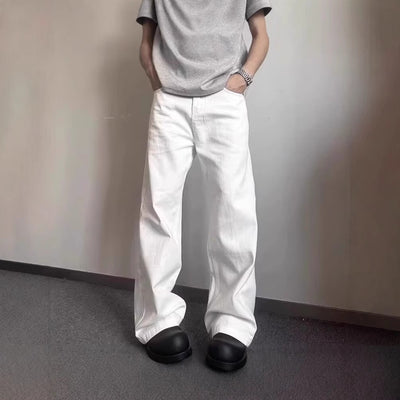 Pantalones Vaqueros Blancos Rectos Oversize para Hombre - Estilo Urbano Premium - Image 4