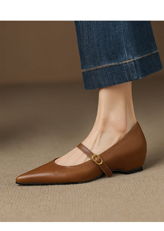 Pumps Retro Francés Punta Fina de Piel de Oveja para Mujer - Image 25