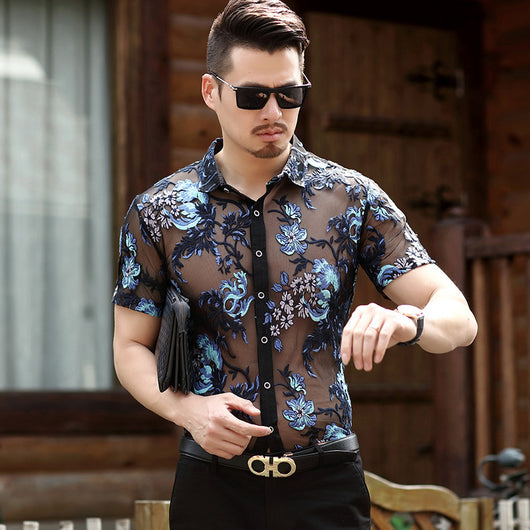 Camisa Floral Manga Corta Transpirable Sin Planchado Hombre - Image 3