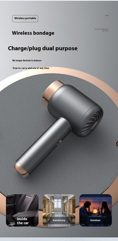 Purple high-speed wireless hair dryer with gold accents, featuring hot and cold air, shown on a reflective surface. - Image 18