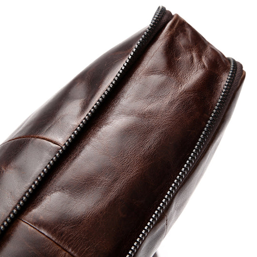 Bolsa Bandolera de Cuero Encerado para Hombre - Estilo Diagonal Primera Capa - Image 11
