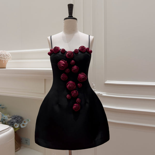 Falda Suspender Estilo Socialité Francesa con Cintura Ajustada y Flores