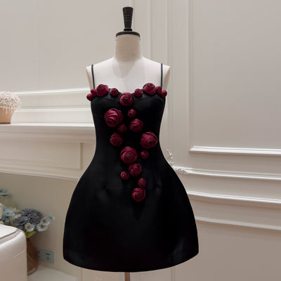 Falda Suspender Estilo Socialité Francesa con Cintura Ajustada y Flores - Image 2