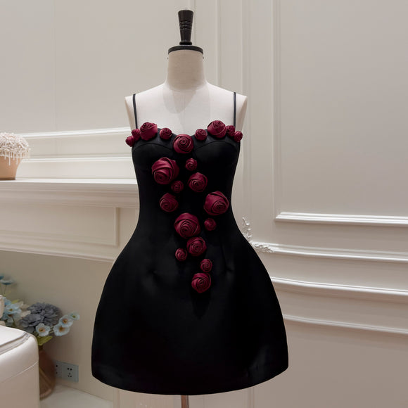 Falda Suspender Estilo Socialité Francesa con Cintura Ajustada y Flores