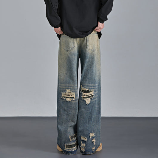 Pantalones Vaqueros Rotos Camuflaje Estilo Urbano Americano para Hombre - Image 14