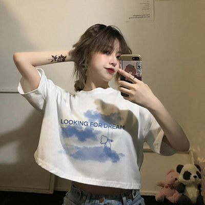 Blusa Blanca Ajustada Manga Corta Estilo Escolar