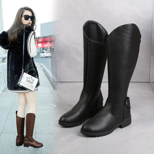 Botas Altas Estilo Caballero con Tacón Grueso y Cierre Lateral para Mujer - Image 6