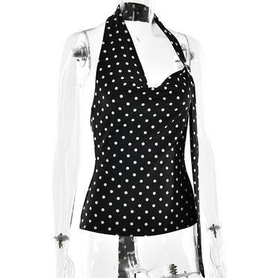 Blusa Escotada Lunares Ajustada sin Espalda - Image 21