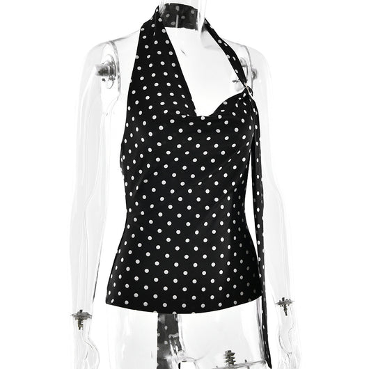 Blusa Escotada Lunares Ajustada sin Espalda - Image 21