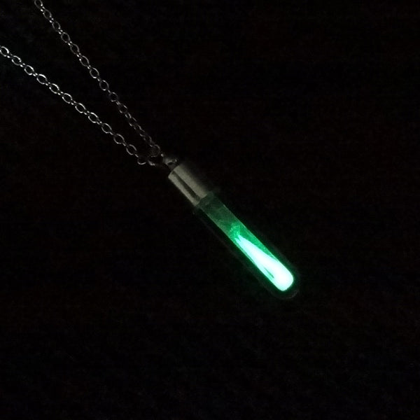 Collar Tubo de Vidrio con Polvo Luminoso