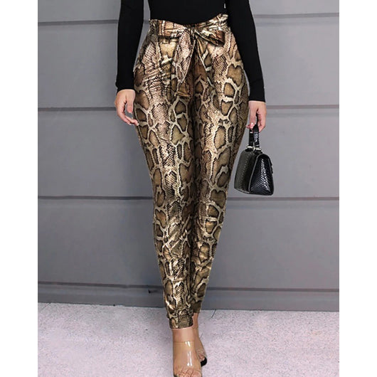 Pantalones Harem Estampado Piel de Serpiente Bronce para Mujer - Image 12