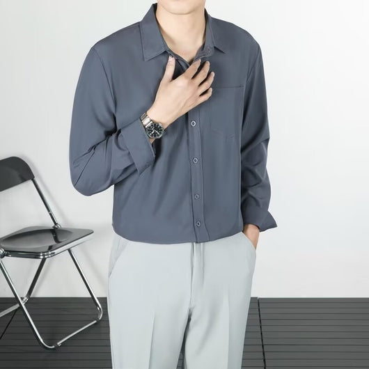 Camisa Suelta de Lino Coreana con Drapeado Elegante - Image 19