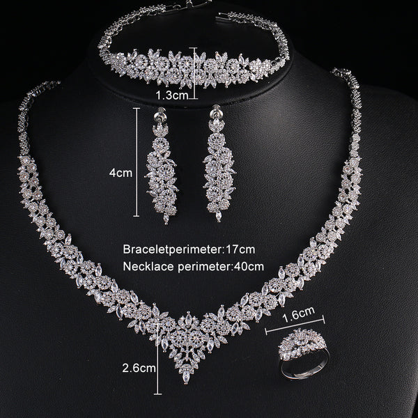 Conjunto de Aretes de Novia con Circonita y Borla Elegante