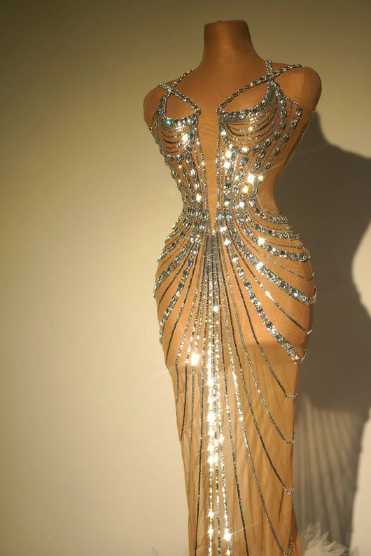 Vestido de Gala con Plumas y Cristales Brillantes para Mujer - Image 17