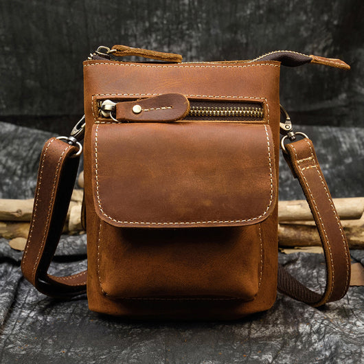 Bolsa de Cuero Crazy Horse para Hombre - Bandolera Cruzada Vintage - Image 11