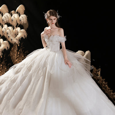 Vestido de Novia Blanco Marfil con Cielo Estrellado y Falda Voluminosa Estilizadora - Image 4