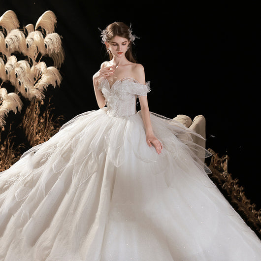 Vestido de Novia Blanco Marfil con Cielo Estrellado y Falda Voluminosa Estilizadora - Image 4