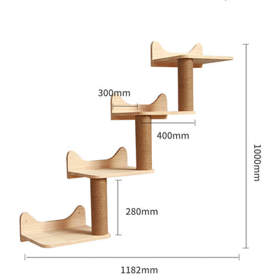 Árbol Rascador Mural para Gatos - Plataforma de Madera Sólida con Escalera - Image 17