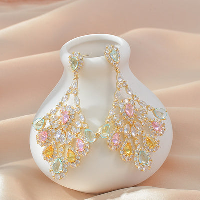Aretes de Plata S925 con Circonitas Multicolores Incrustadas a Mano - Image 5