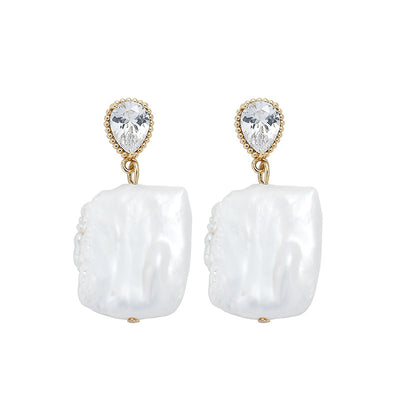 Aretes de Perla Barroca Natural en Plata S925 con Aguja - Image 4