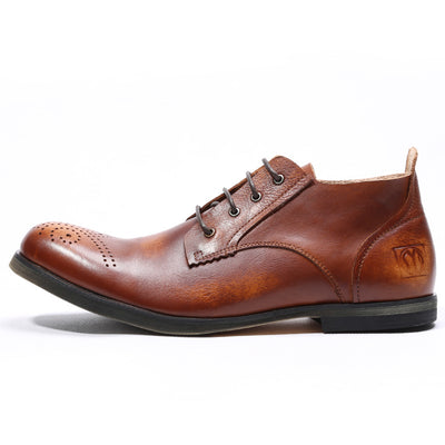 Zapatos Casuales de Cuero Vintage para Hombre con Puntera Redonda Transpirable - Image 10
