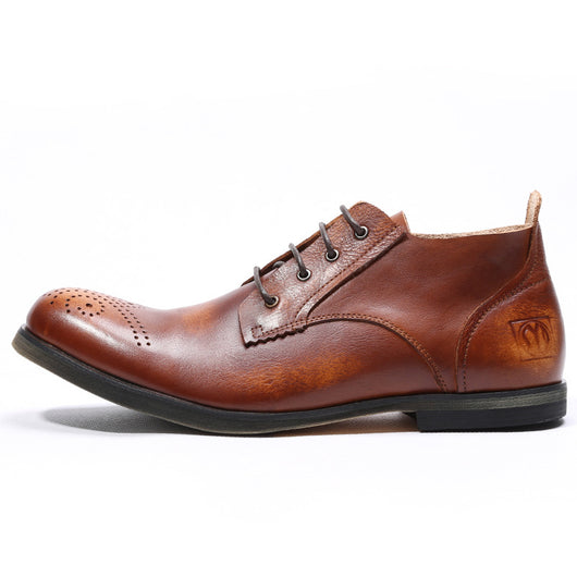 Zapatos Casuales de Cuero Vintage para Hombre con Puntera Redonda Transpirable - Image 10