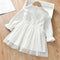 Vestido Princesa Coreano de Gasa Blanca con Mangas Largas para Bebé